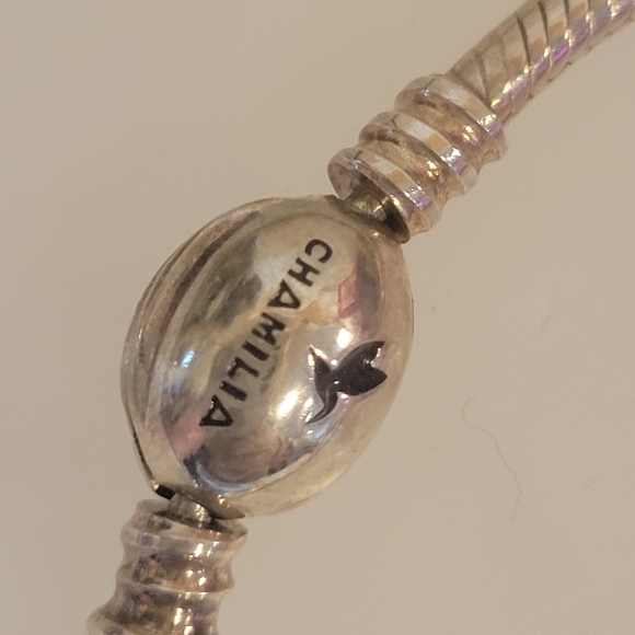 💯% AUTHENTIC CHAMELLIA ITALY 925 CHARM BRACELET W/ 3 CRYSTAL CHARMS. - Picture 11 of 12